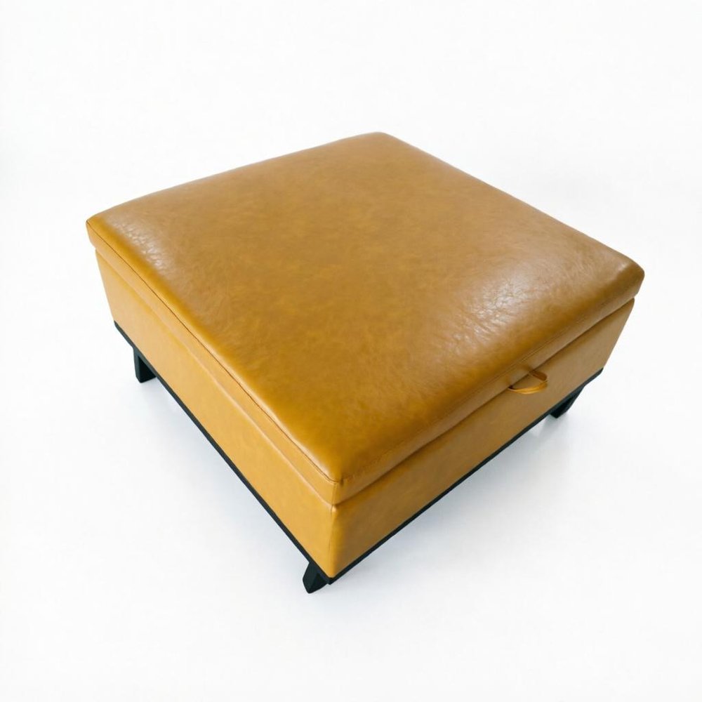 37" Brown And Black Faux Leather Ottoman With Storage — view 9