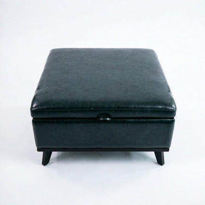 37" Brown And Black Faux Leather Ottoman With Storage