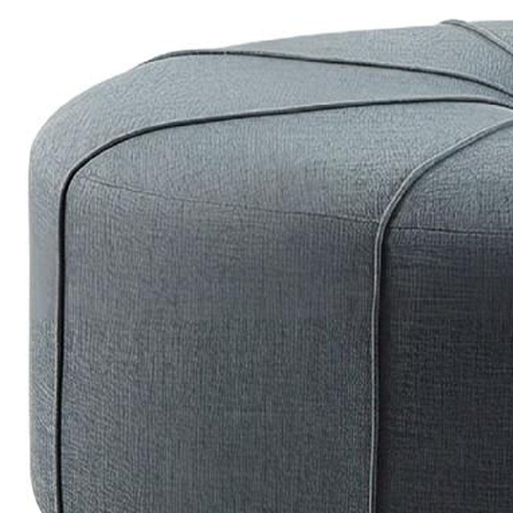 48" Cream and Black Cotton Blend and Linen Blend Tufted Oval Footstool — view 7