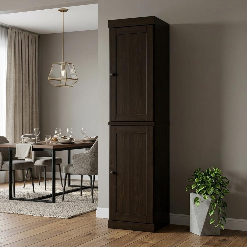 72" Espresso Solid Wood Two Door Pantry Or Storage Closet HomeRoots