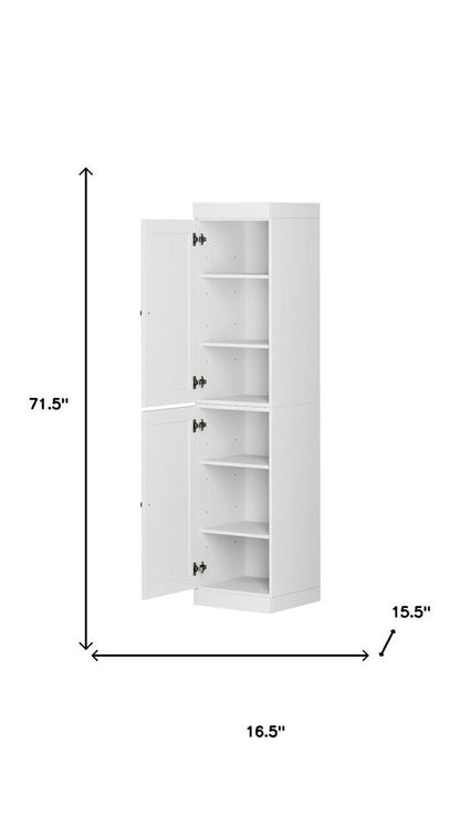 72" White Solid Wood Two Door Pantry Or Storage Closet HomeRoots
