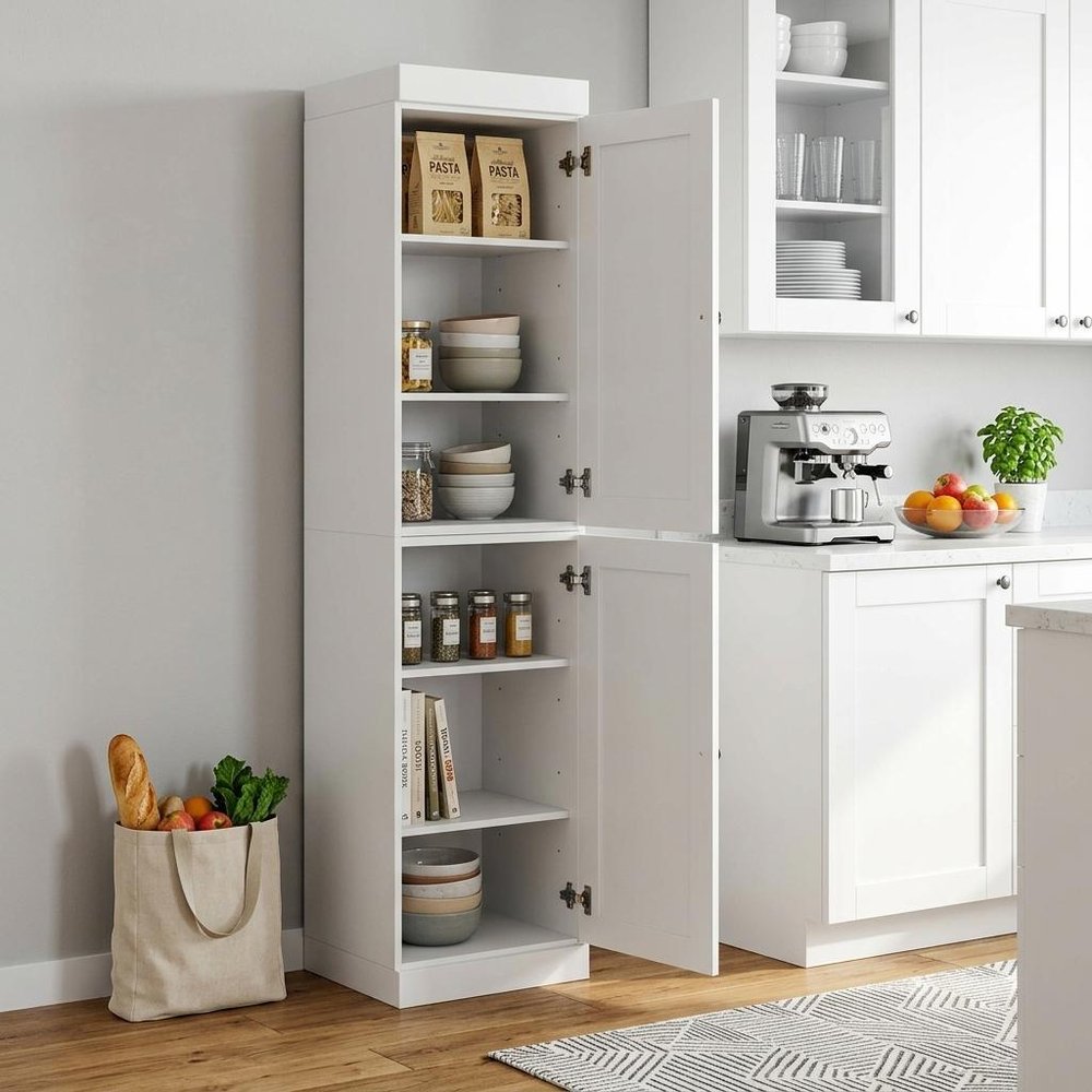 72" White Solid Wood Two Door Pantry Or Storage Closet — view 5
