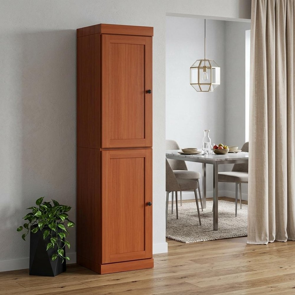 72" Coffee Solid Wood Two Door Pantry Or Storage Closet HomeRoots