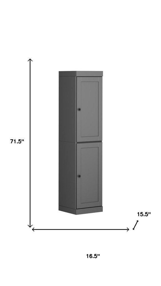 72" Gray Solid Wood Two Door Pantry Or Storage Closet — view 5