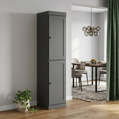 72" Gray Solid Wood Two Door Pantry Or Storage Closet HomeRoots