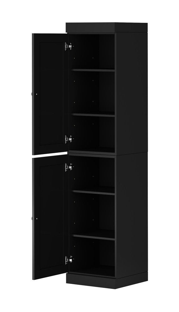 72" Black Solid Wood Two Door Pantry Or Storage Closet HomeRoots