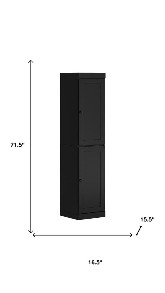 72" Black Solid Wood Two Door Pantry Or Storage Closet HomeRoots