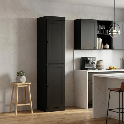 72" Black Solid Wood Two Door Pantry Or Storage Closet HomeRoots