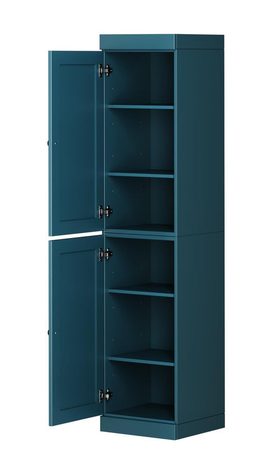 72" Teal Blue Solid Wood Two Door Pantry Or Storage Closet HomeRoots