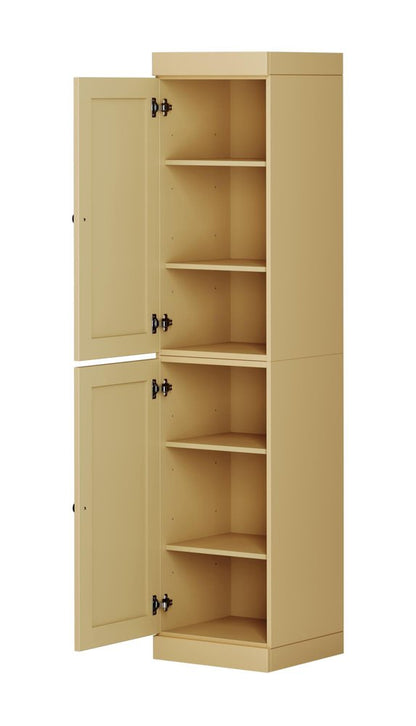 72" Yellow Solid Wood Two Door Pantry Or Storage Closet