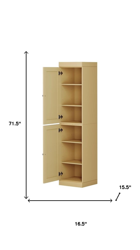 72" Yellow Solid Wood Two Door Pantry Or Storage Closet — view 4