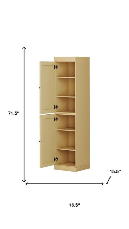 72" Yellow Solid Wood Two Door Pantry Or Storage Closet