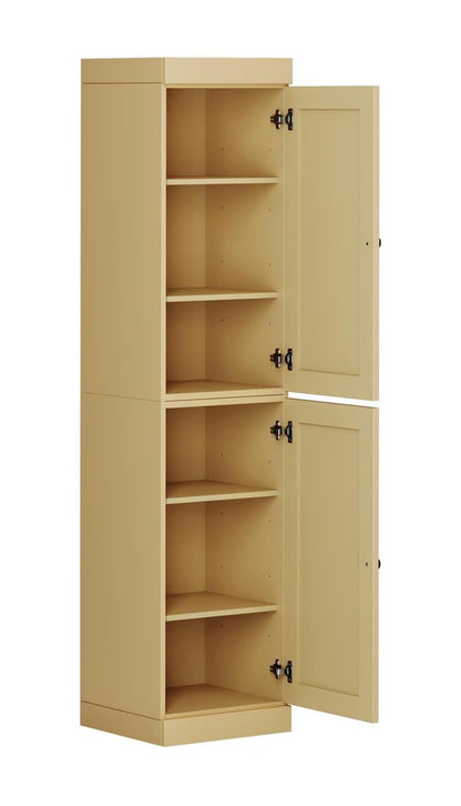 72" Yellow Solid Wood Two Door Pantry Or Storage Closet