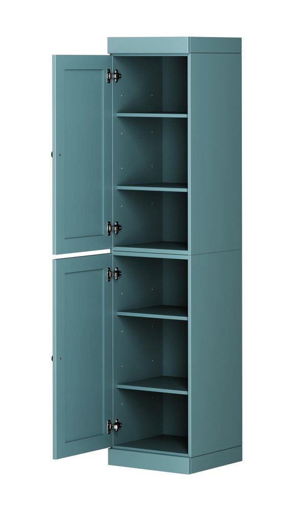 72" Aqua Solid Wood Two Door Pantry Or Storage Closet HomeRoots