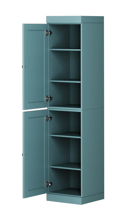 72" Aqua Solid Wood Two Door Pantry Or Storage Closet HomeRoots
