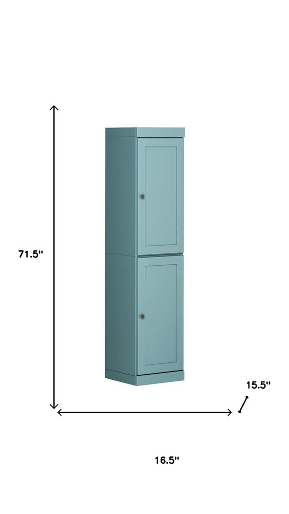 72" Aqua Solid Wood Two Door Pantry Or Storage Closet — view 6