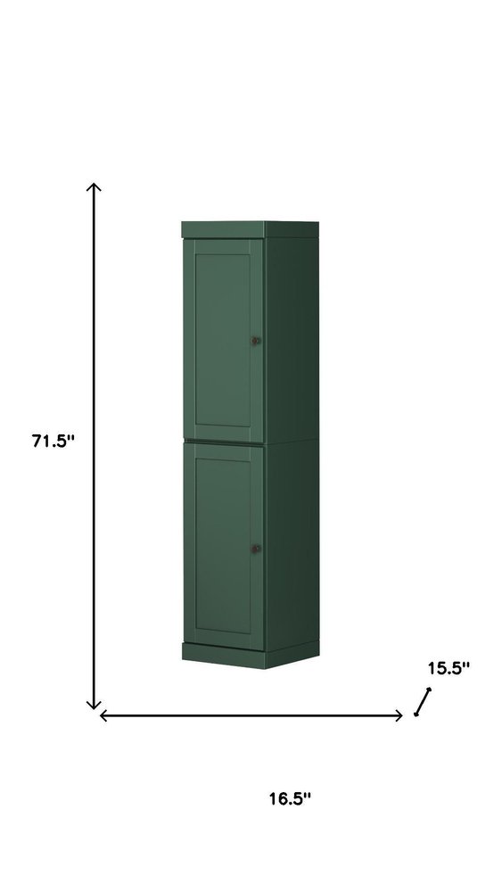 72" Green Solid Wood Two Door Pantry Or Storage Closet — view 5