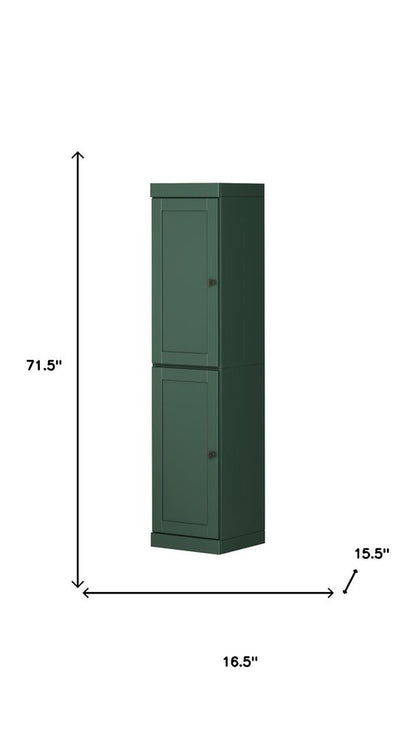 72" Green Solid Wood Two Door Pantry Or Storage Closet HomeRoots