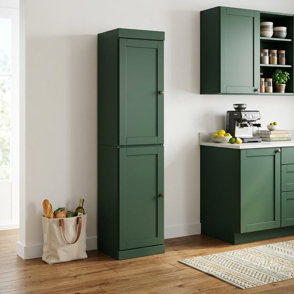 72" Green Solid Wood Two Door Pantry Or Storage Closet — view 6