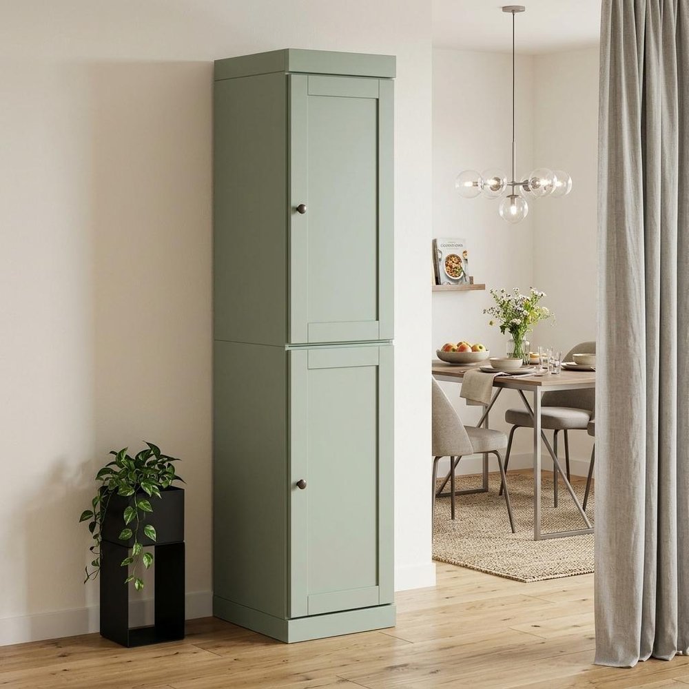 72" Sage Solid Wood Two Door Pantry Or Storage Closet HomeRoots