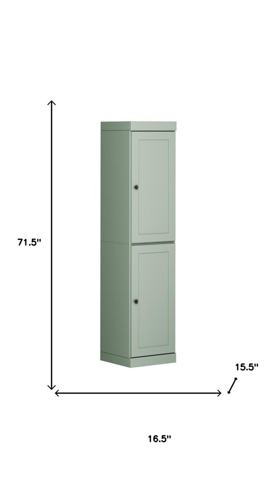 72" Sage Solid Wood Two Door Pantry Or Storage Closet HomeRoots