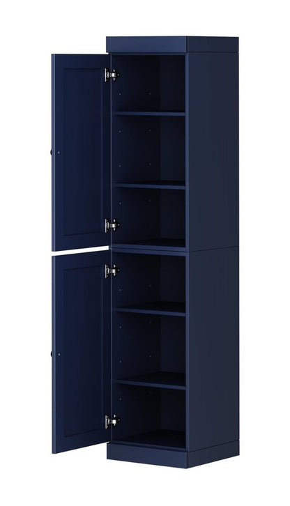 72" Navy Blue Solid Wood Two Door Pantry Or Storage Closet HomeRoots