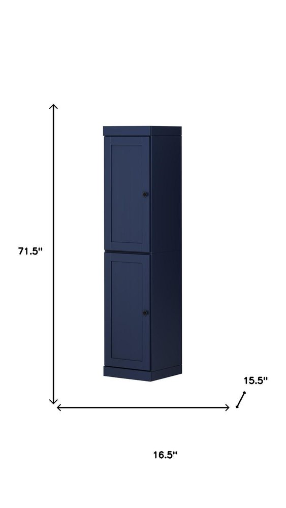 72" Navy Blue Solid Wood Two Door Pantry Or Storage Closet — view 5