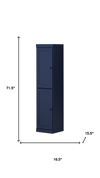 72" Navy Blue Solid Wood Two Door Pantry Or Storage Closet HomeRoots
