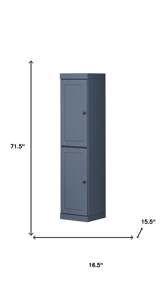 72" French Blue Solid Wood Two Door Pantry Or Storage Closet HomeRoots