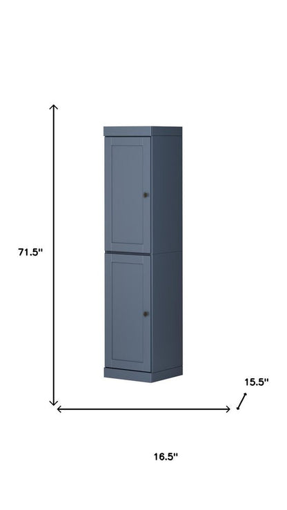 72" French Blue Solid Wood Two Door Pantry Or Storage Closet HomeRoots