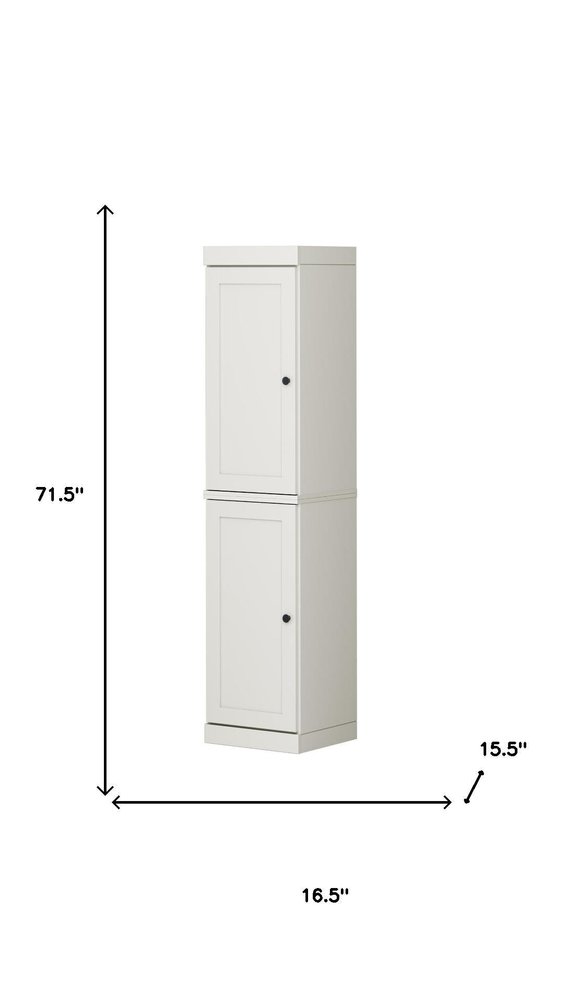 72" Off White Solid Wood Two Door Pantry Or Storage Closet — view 5