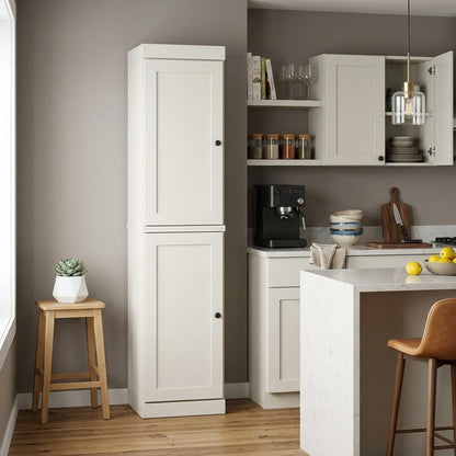72" Off White Solid Wood Two Door Pantry Or Storage Closet HomeRoots