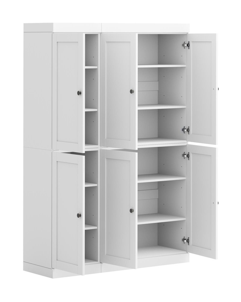 72" White Solid Wood 8 Pantry Or Storage Closet — view 2