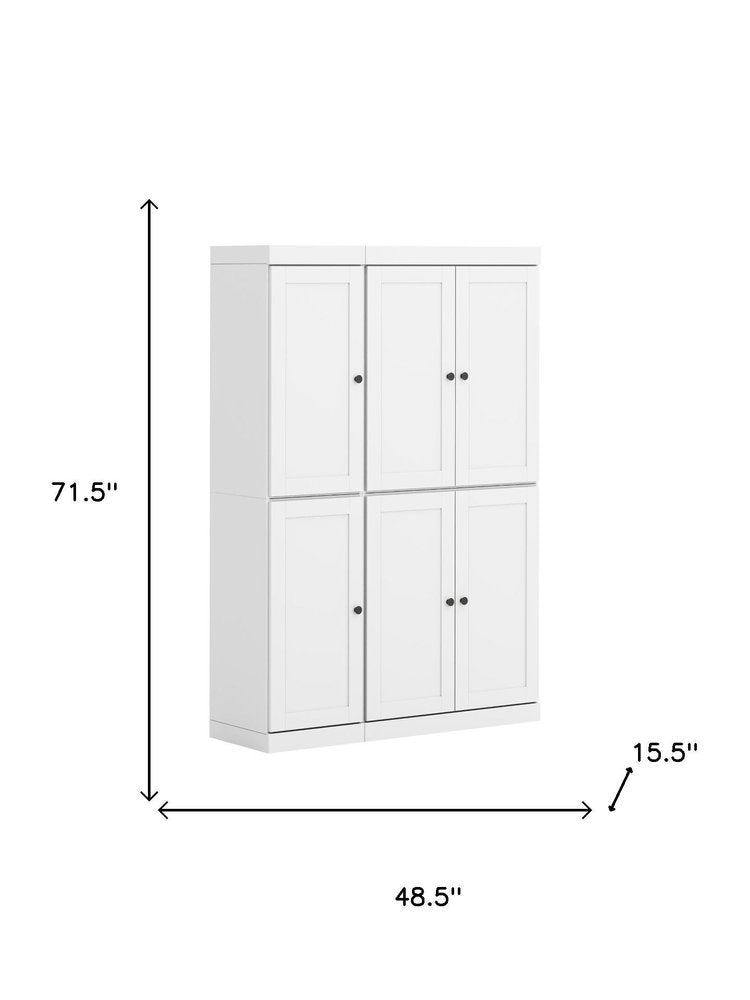 72" White Solid Wood 8 Pantry Or Storage Closet HomeRoots