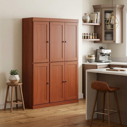 72" Coffee Solid Wood 8 Pantry Or Storage Closet HomeRoots