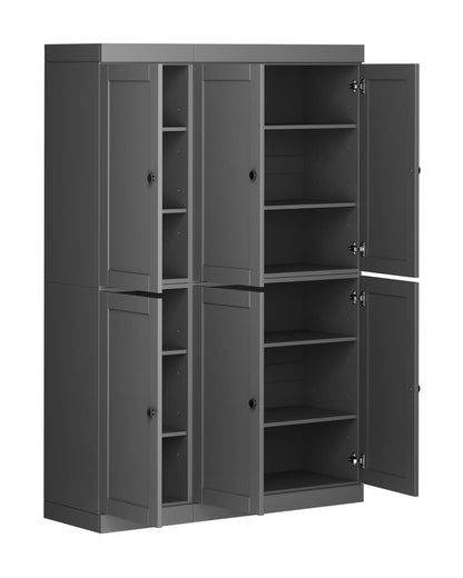 72" Gray Solid Wood 8 Pantry Or Storage Closet HomeRoots