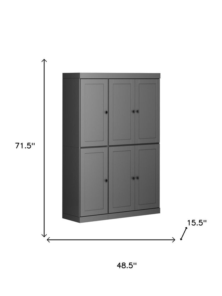 72" Gray Solid Wood 8 Pantry Or Storage Closet — view 4