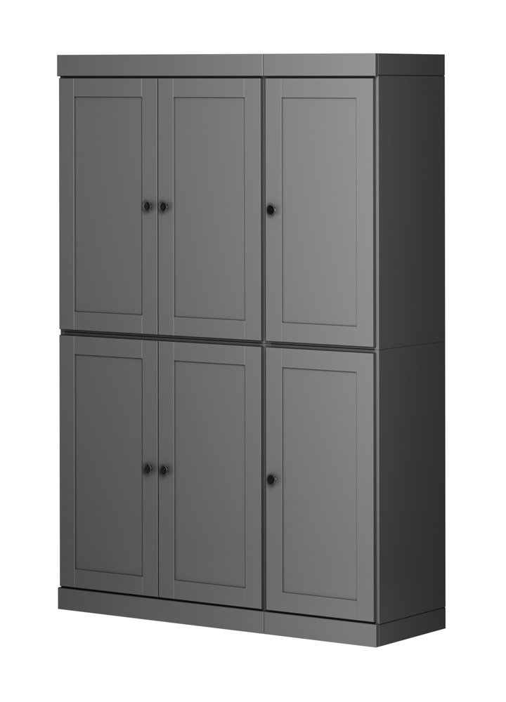 72" Gray Solid Wood 8 Pantry Or Storage Closet — view 3
