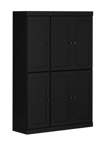 72" Black Solid Wood 8 Pantry Or Storage Closet HomeRoots