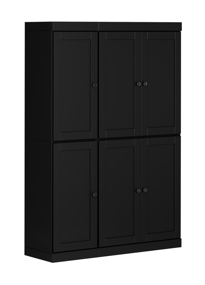 72" Black Solid Wood 8 Pantry Or Storage Closet — view 1