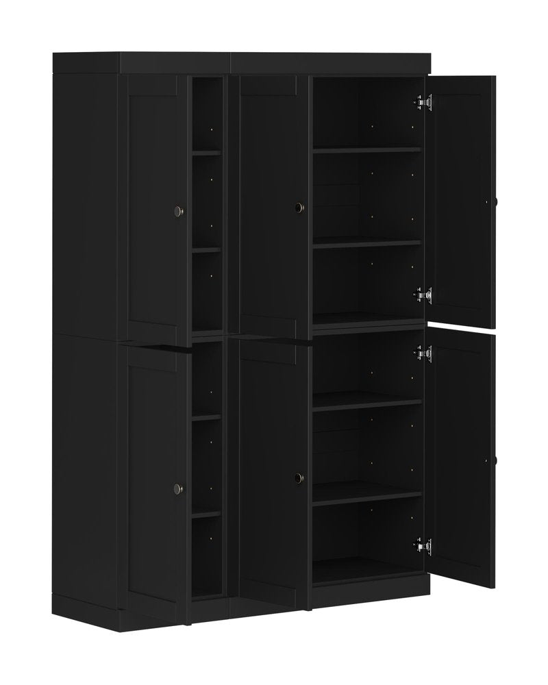 72" Black Solid Wood 8 Pantry Or Storage Closet HomeRoots