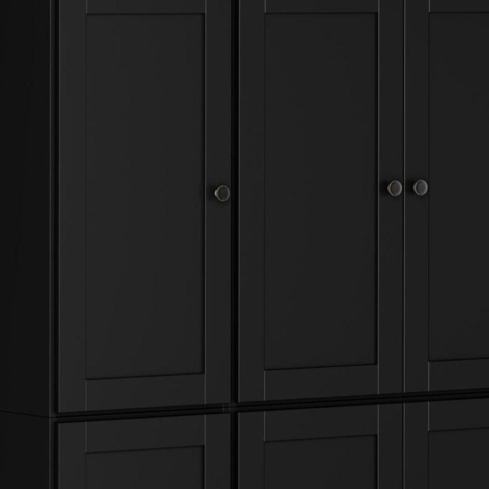 72" Black Solid Wood 8 Pantry Or Storage Closet HomeRoots