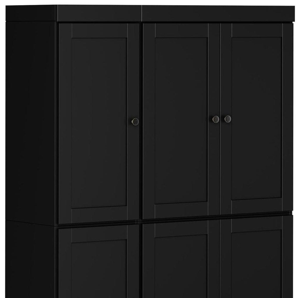 72" Black Solid Wood 8 Pantry Or Storage Closet HomeRoots
