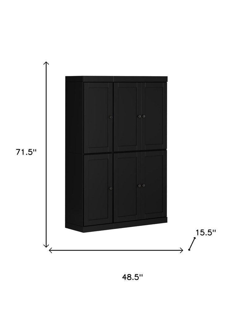 72" Black Solid Wood 8 Pantry Or Storage Closet — view 6