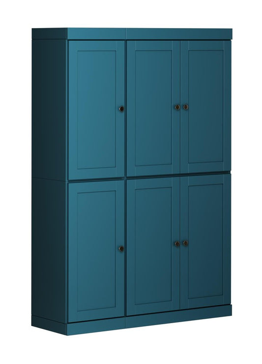 72" Teal Blue Solid Wood 8 Pantry Or Storage Closet HomeRoots