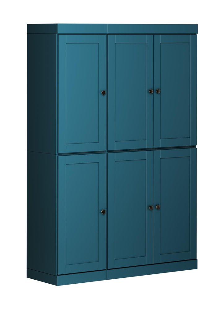 72" Teal Blue Solid Wood 8 Pantry Or Storage Closet — view 1