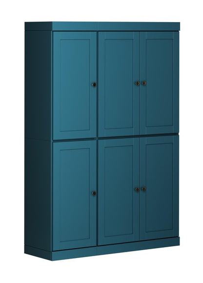 72" Teal Blue Solid Wood 8 Pantry Or Storage Closet