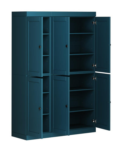 72" Teal Blue Solid Wood 8 Pantry Or Storage Closet HomeRoots