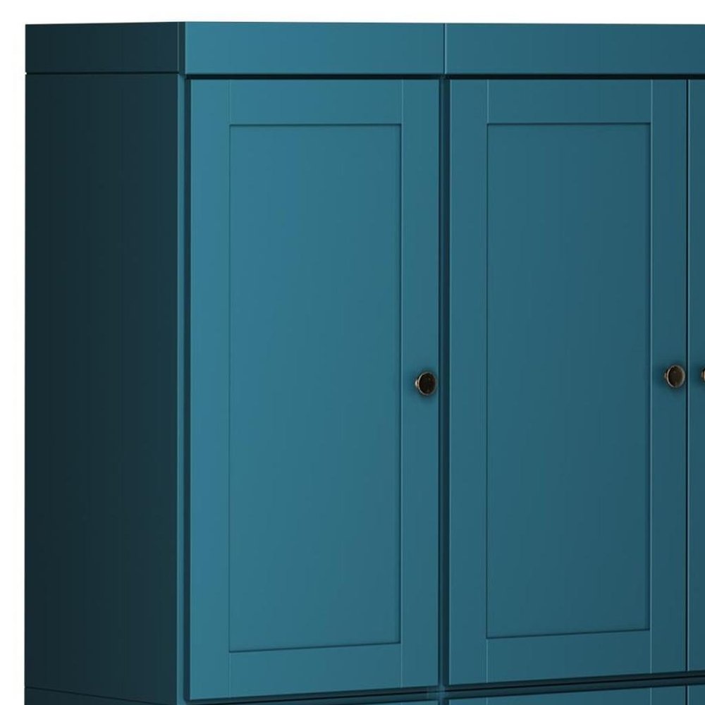 72" Teal Blue Solid Wood 8 Pantry Or Storage Closet — view 4