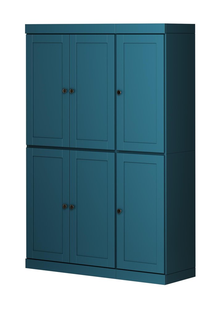 72" Teal Blue Solid Wood 8 Pantry Or Storage Closet HomeRoots